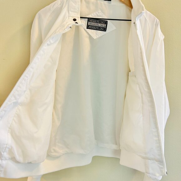 Members Only White Bomber Jacket Mens Size Large Windbreaker Cafe Racer 80s - Picture 8 of 10
